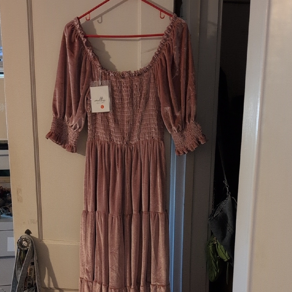 Elegant Pink Smocked Dress